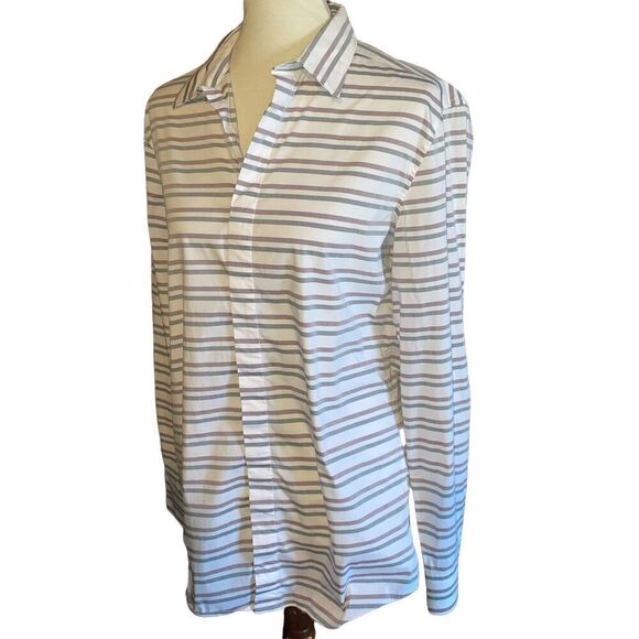 Perry Ellis Slim Fit Stretch Long Sleeve Striped Multi-Color Button Down Shirt S - Picture 2 of 8